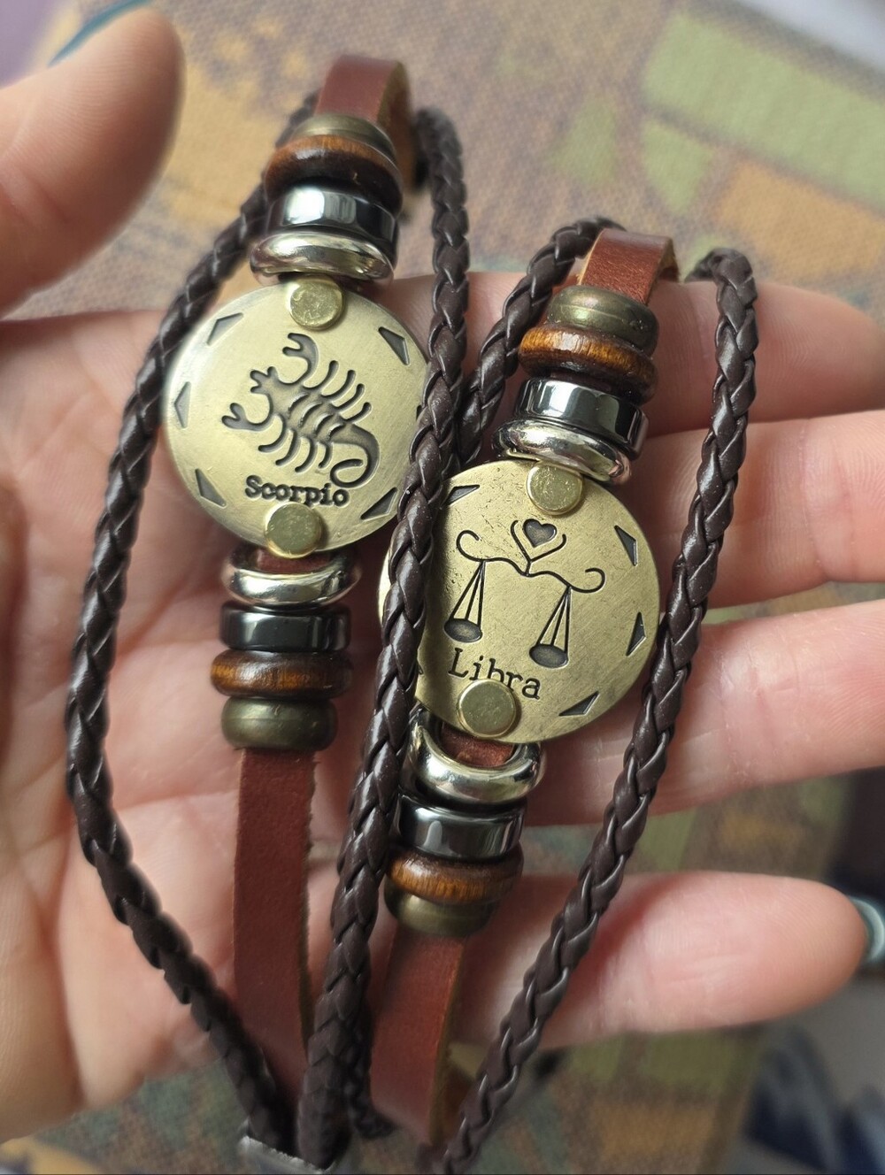 Brown Leather Zodiac Bracelet – Scorpio / Libra